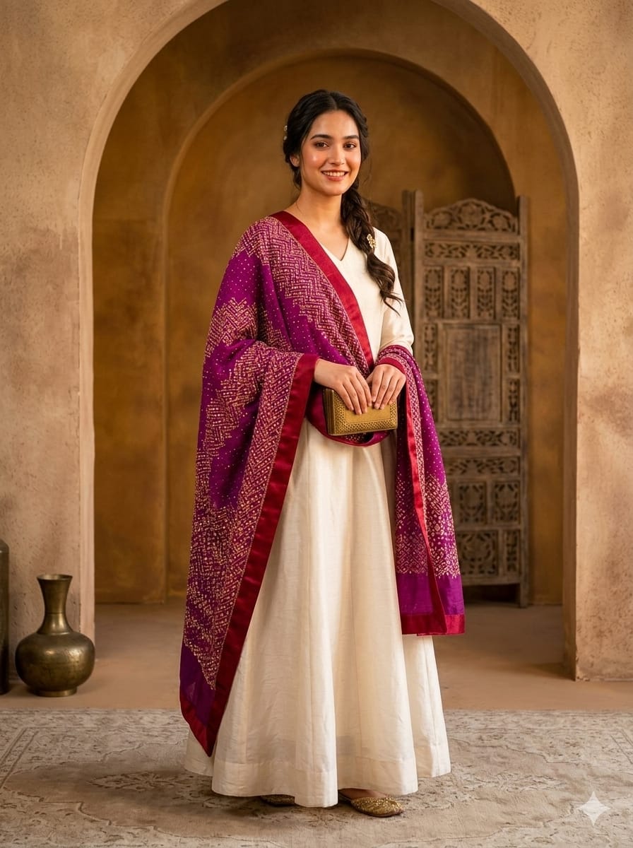3 peace simple raw silk maxi and Capri with heavy embroidery and sequence work on duppata.