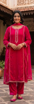 3 peace valvet dress with shifon duppata.