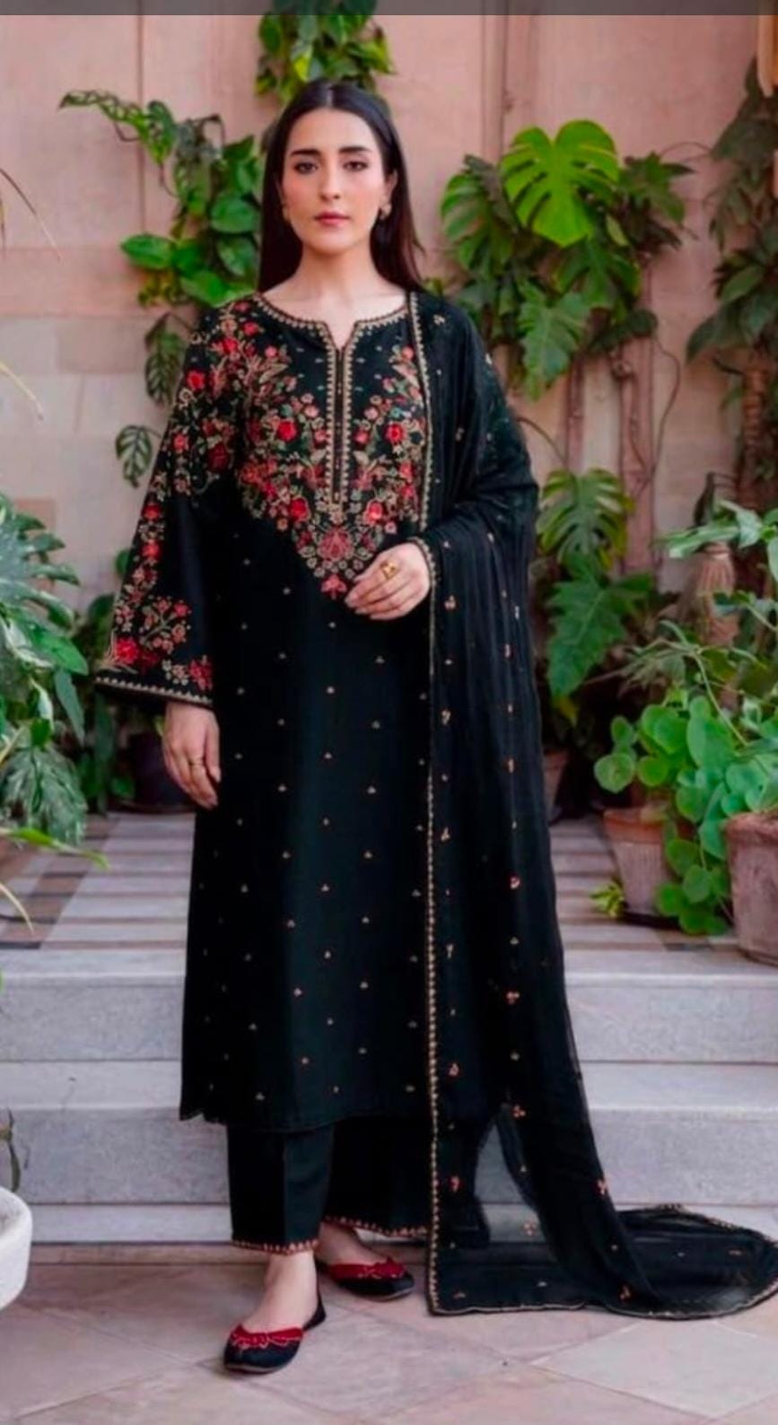 Trending article..deep red Marina dress with duppata.