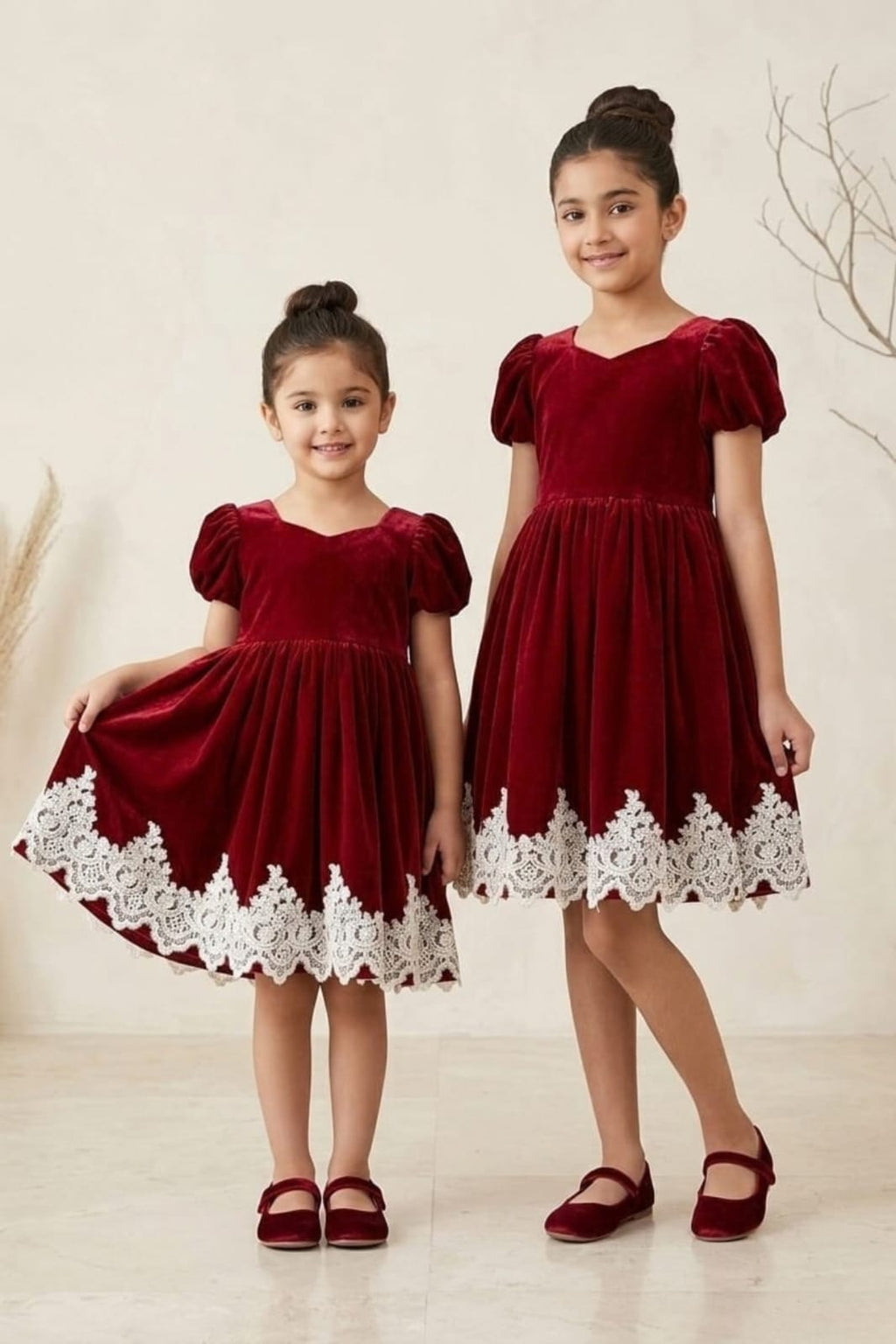 Valvet baby froqs with heavy embroidery.