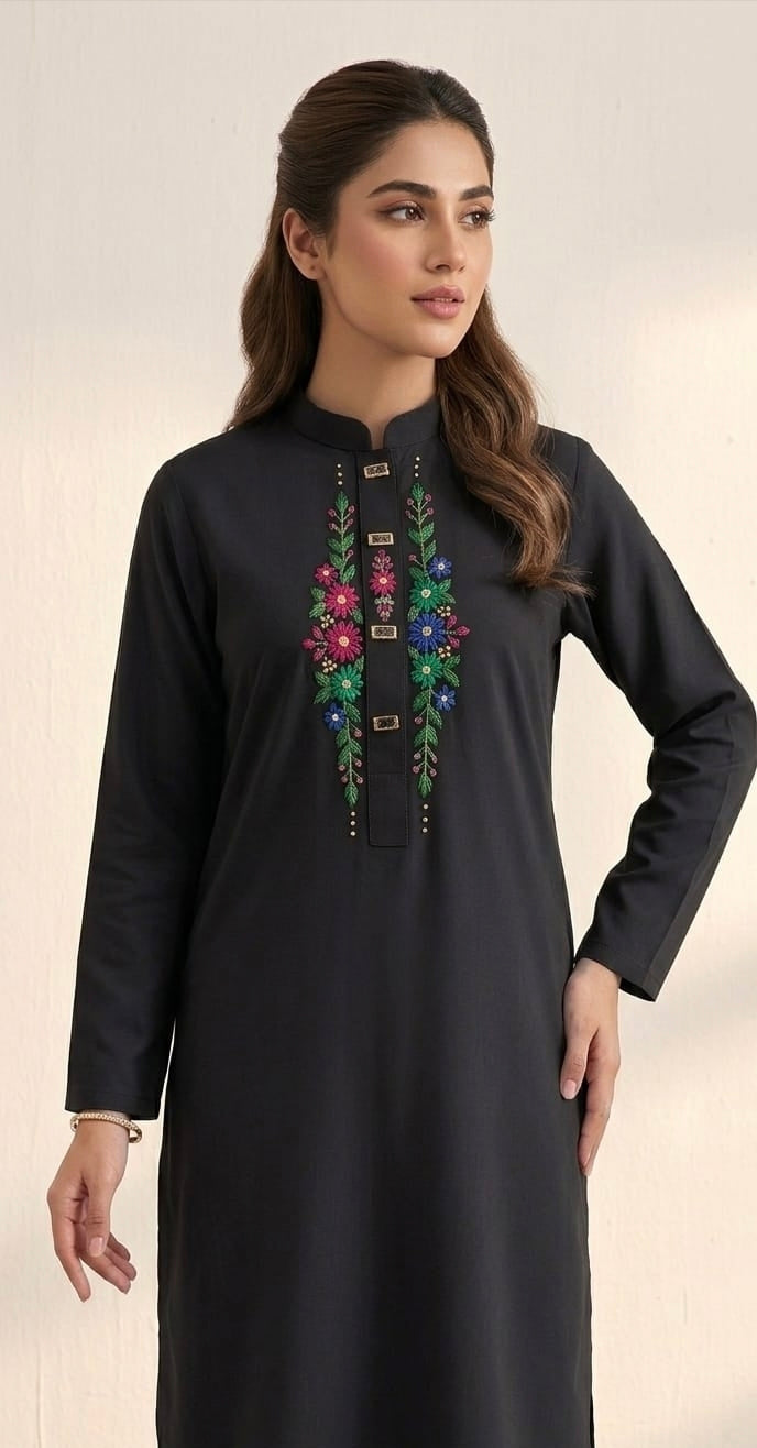 2 piece Marina dress with hand made embroidery.
