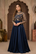 Silk long maxi with heavy embroidery.