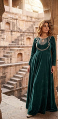 Long velvet maxi with tella work.