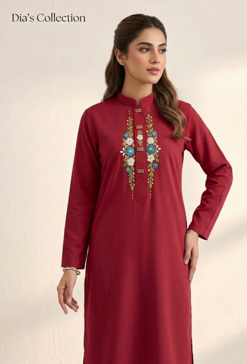 2 piece Marina dress with hand made embroidery.