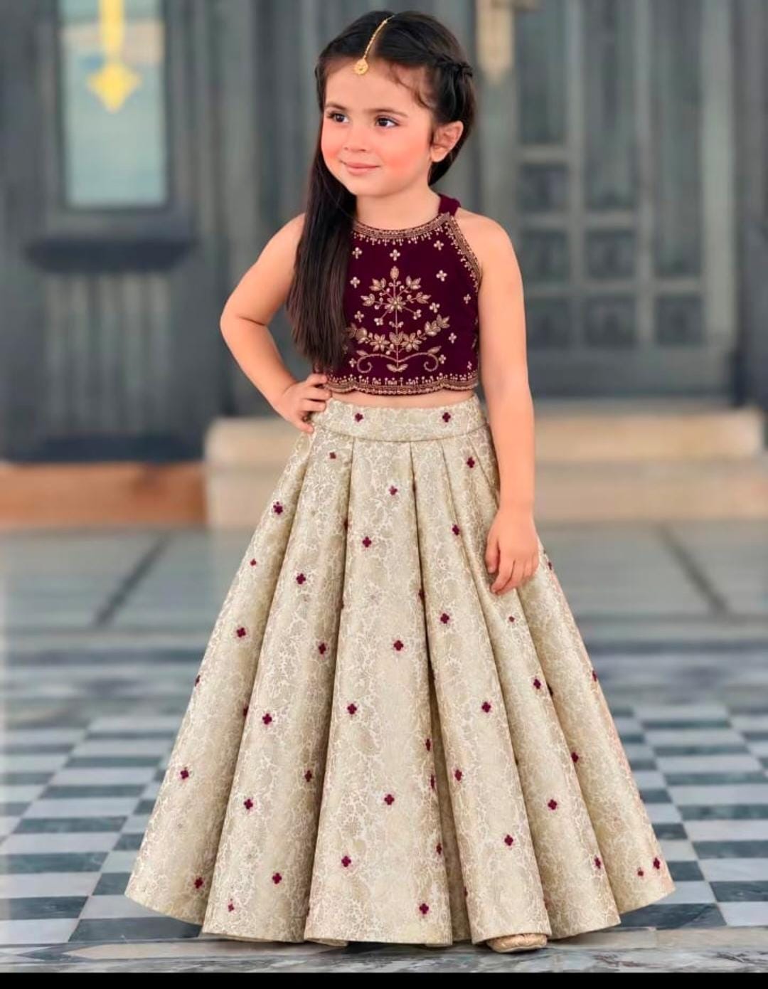 Lehnga  with heavy work valvet blouse ready to wear.