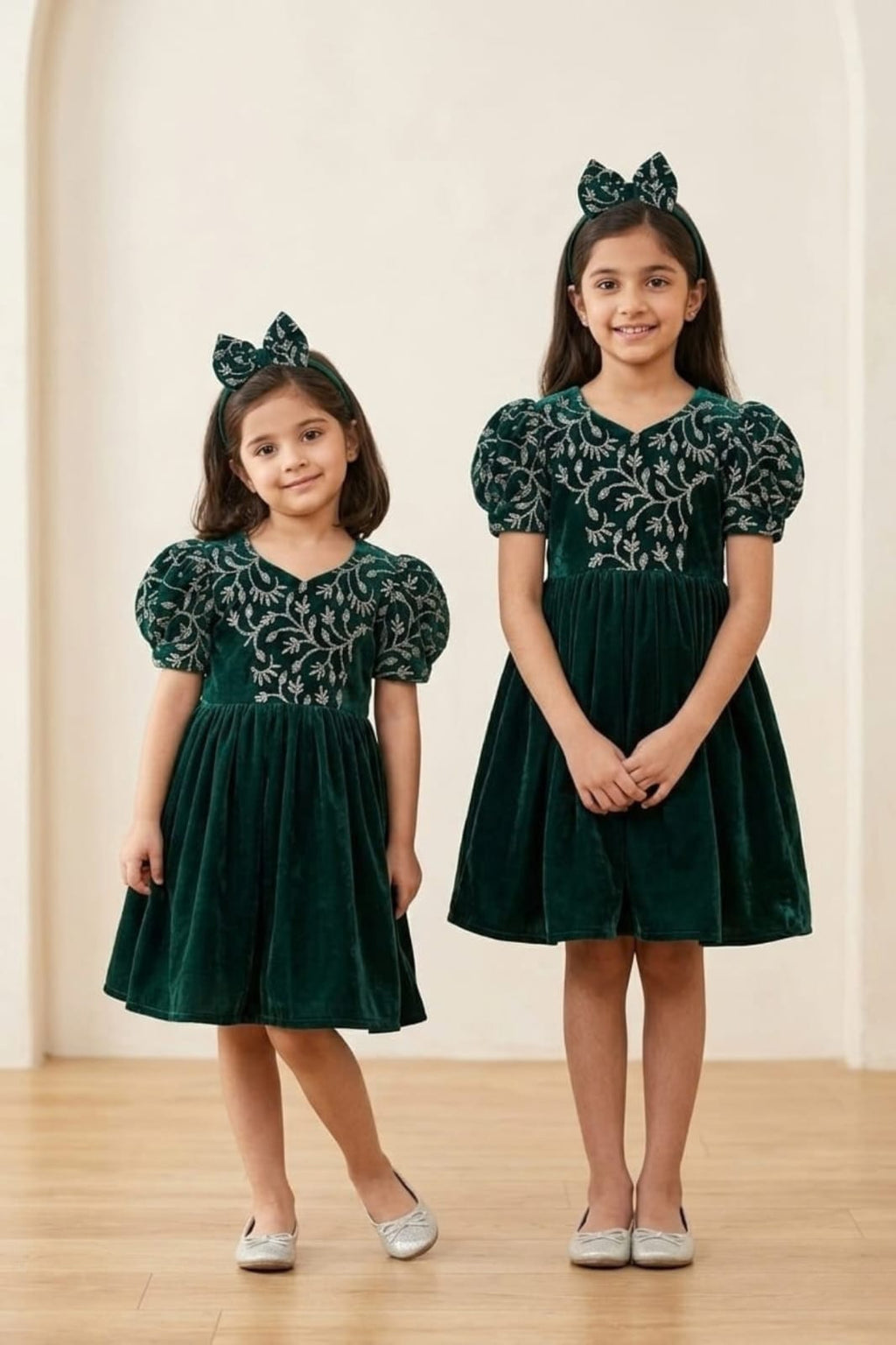 Valvet baby froqs with heavy embroidery.