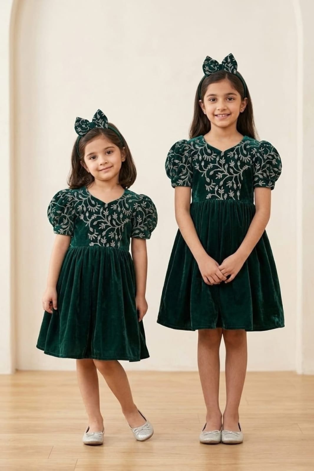 Valvet baby froqs with heavy embroidery.